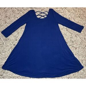 Heart And Hips Top‎ Womens Small Navy Blue Long Sleeve Shirt Cross Back Straps
